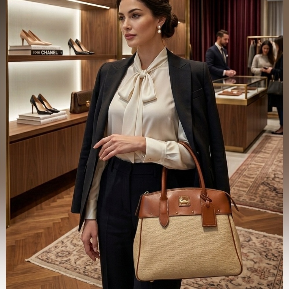 Rooney and Bourke Wilson Panama Tan and Brown leather satchel  large - Picture 3 of 14